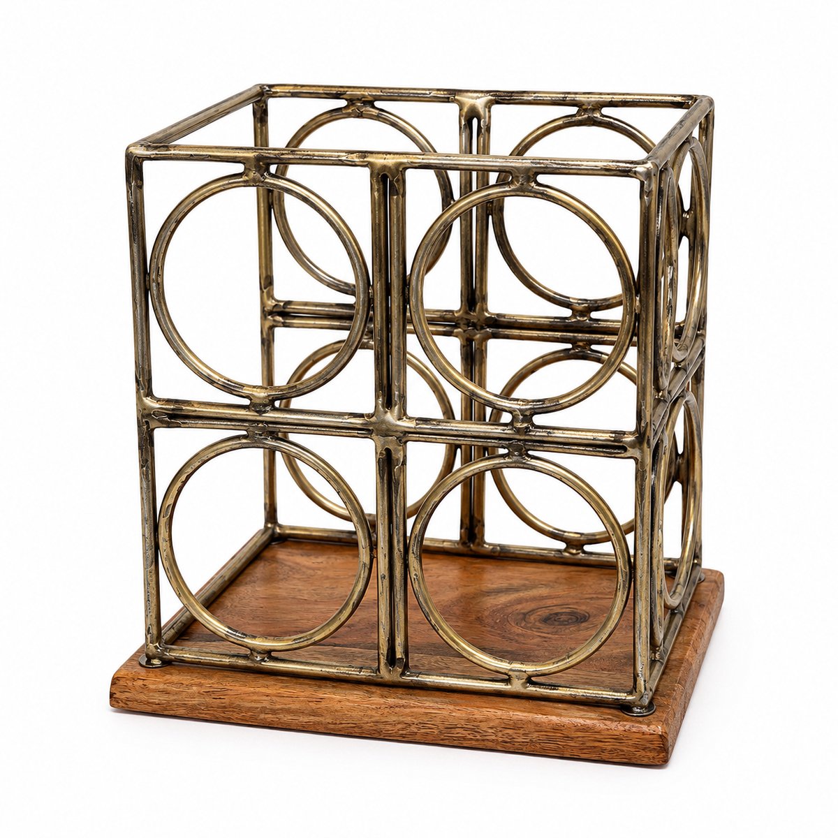 SENSE Wijnrek Circle Design – Metaal Antiek Goud