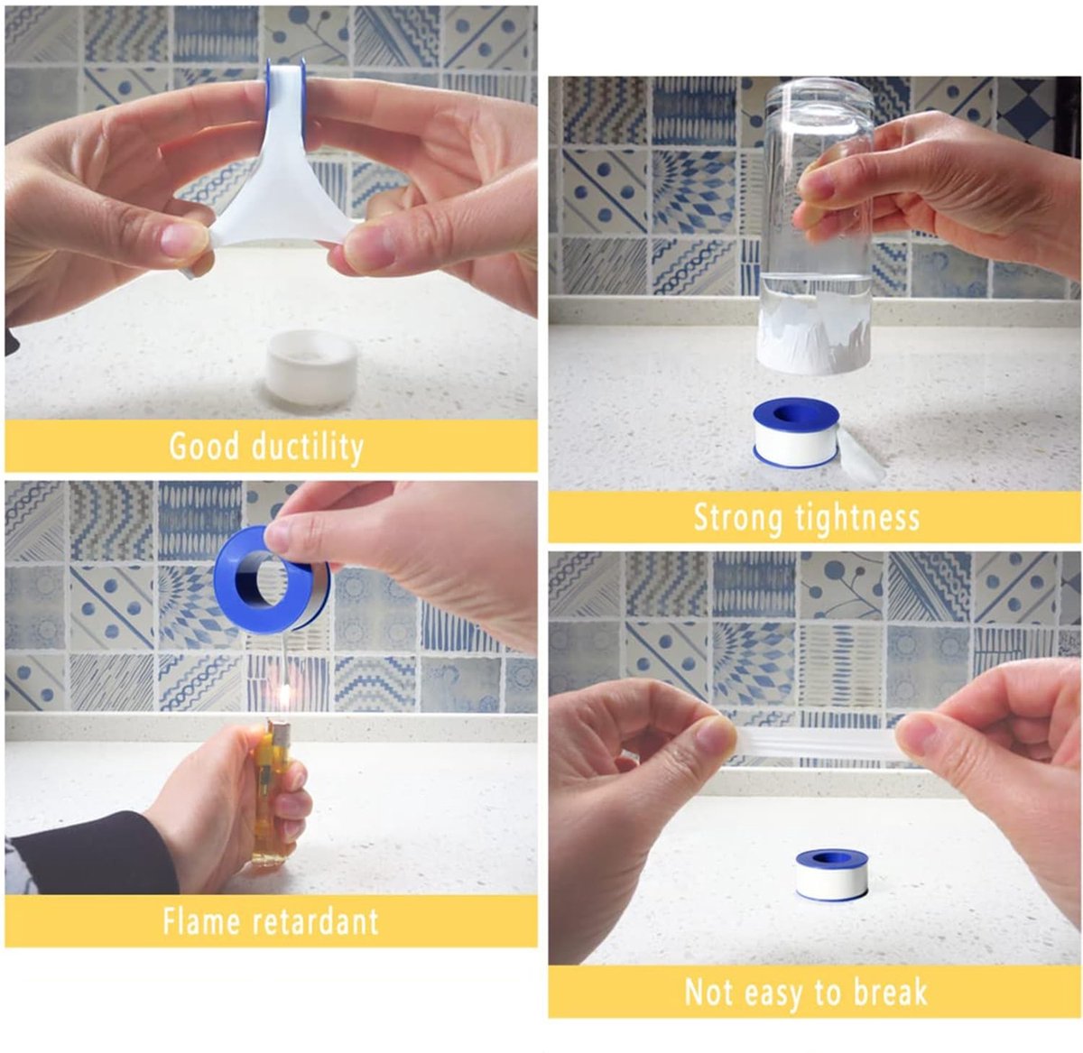 5 Rollen Teflon Tape - 10m Lange PTFE Draadafdichtband voor Gas- en Waterverbindingen, Betrouwbare Sealant voor Thuis, Keuken, Badkamer en Industrie