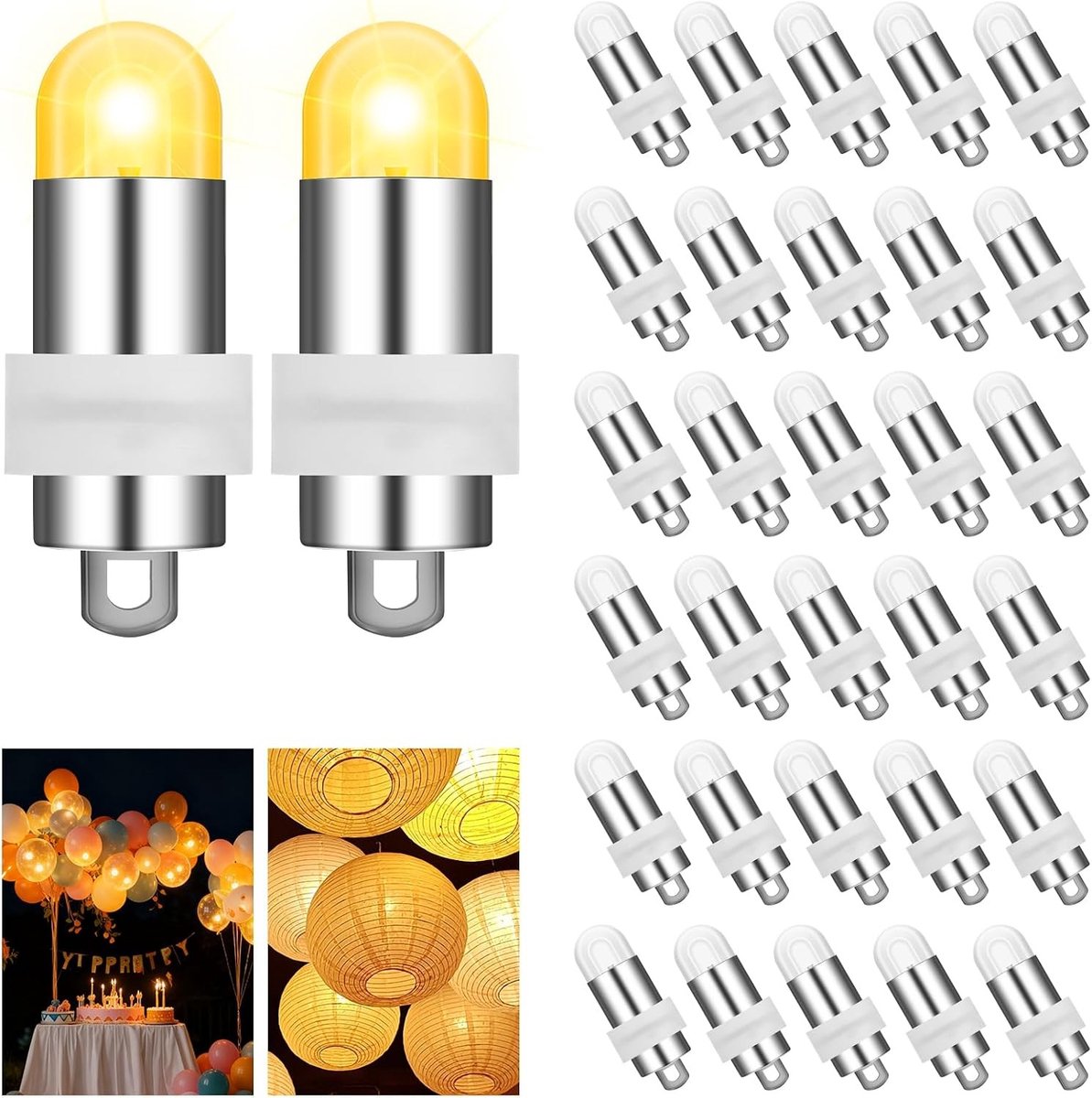 Papieren Lantaarn Lampjes - Mini LED Verlichting - Feestelijke Decoratie - Waterdicht Ontwerp - 30 Stuks - Warm Wit