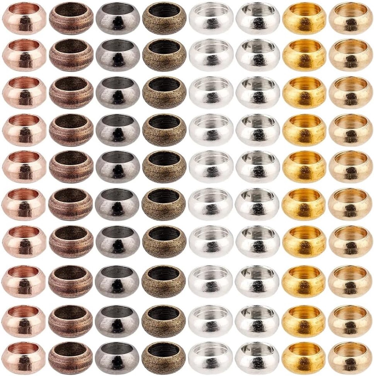 Kralen, 4 mm, 8 kleuren, schuifregelaar, stopparels, messing koord, eindstopper, afstandskralen, krimpaccessoires voor het maken van sieraden