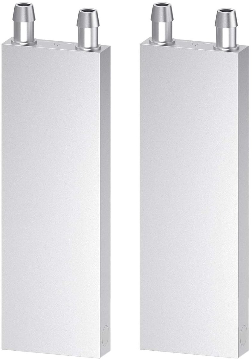 Waterkoelblok, vloeistofwaterkoellichaam, koellichaamssysteem voor pc, computer, CPU Graphics koellichaam, endothermic head, zilver (40 x 160 mm x 12 mm) 2 stuks
