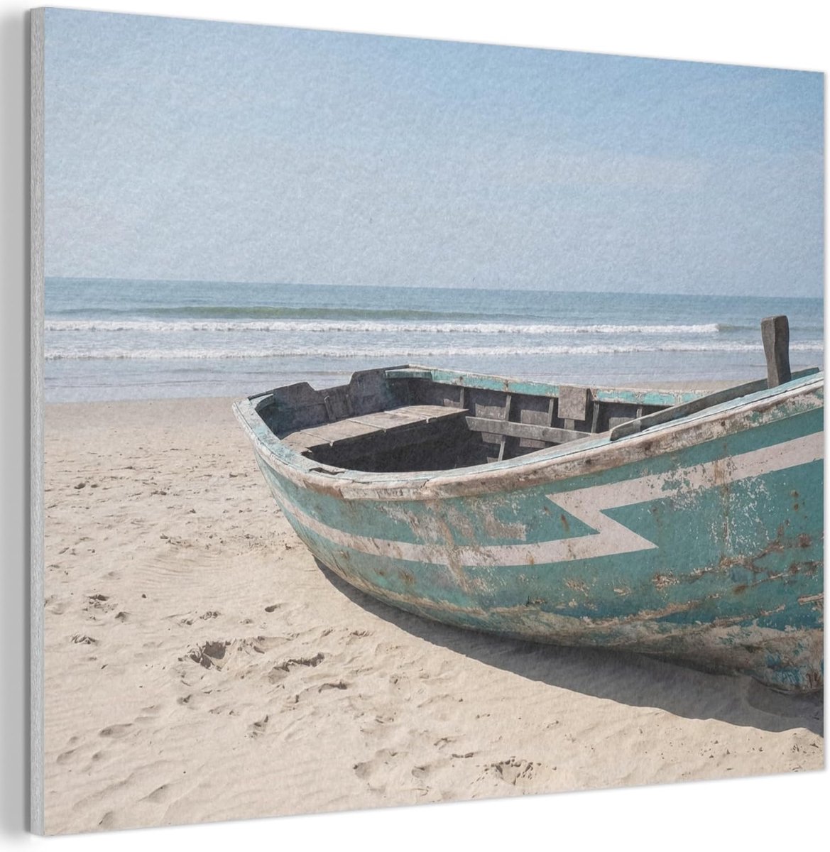 "MuchoWow© Vilten Wanddecoratie 70x50 cm Kamer Decoratie Woonkamer Slaapkamer Room Decor Wanddeco Felt Wall Art Boot - Zandstrand - Zee"