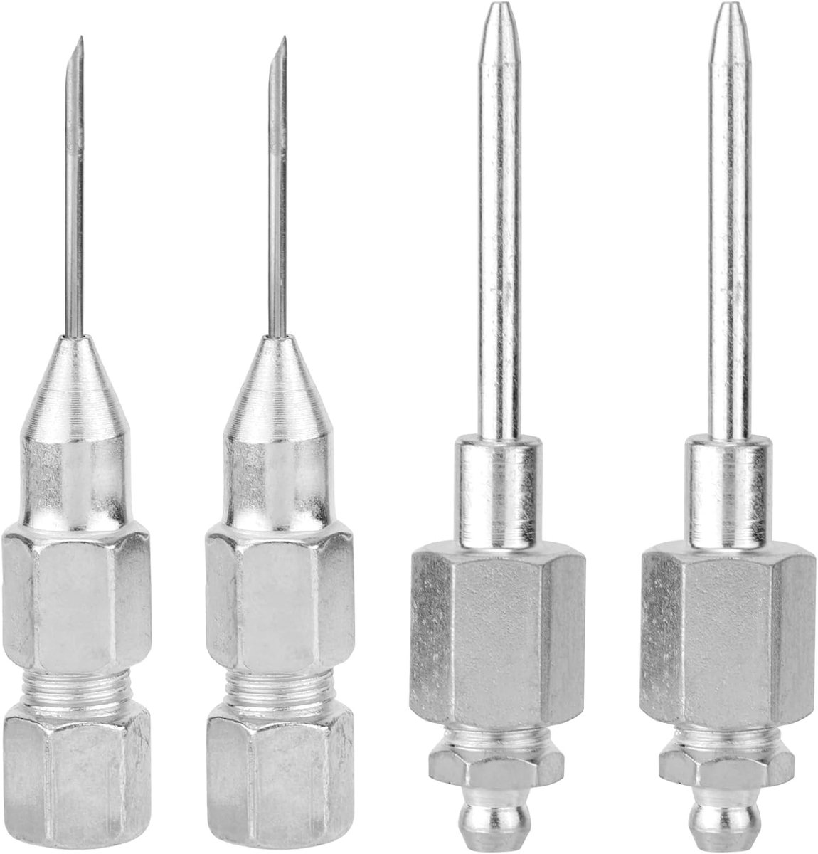 4 St Vetspuit Naald Nozzle Kit, 2 Naalddispensers voor Vetspuiten & 2 Vetinjectornaalden RVS Vetspuit Mondstuk Naaldpunt-Aanpasgereedschap voor 0,3 cm NPT-Schroefdraad