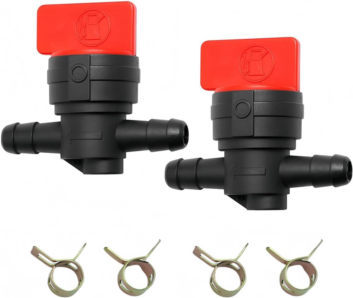 2 PCs 90 Graad Brandstof Afsluitklep 8mm met Klemmen Compatibel met Maaier 698183 494768