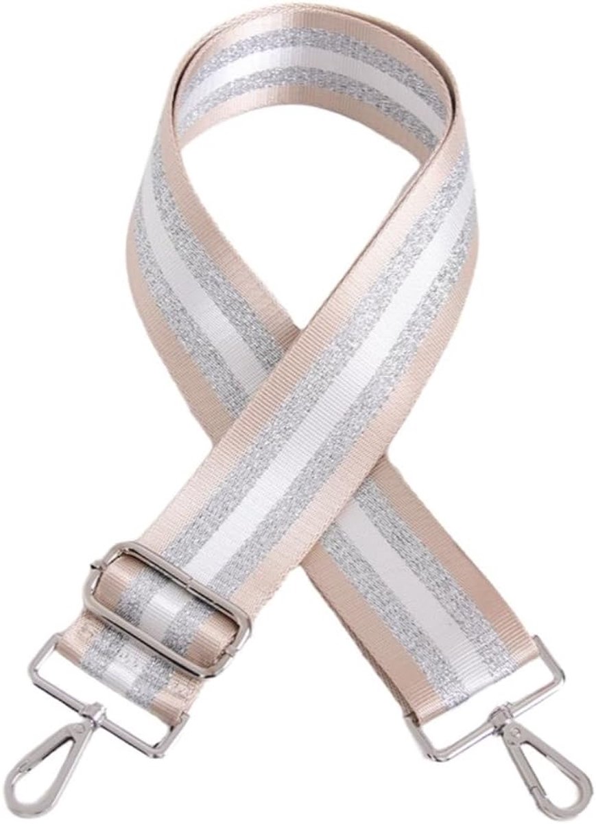 Tasriemen om te wisselen, 5 cm brede riem voor tassen, in lengte verstelbare 78-135 cm schouderriem, doe-het-zelf accessoires voor tas, schoudertas, schouderriem, zilveren gesp, zilver