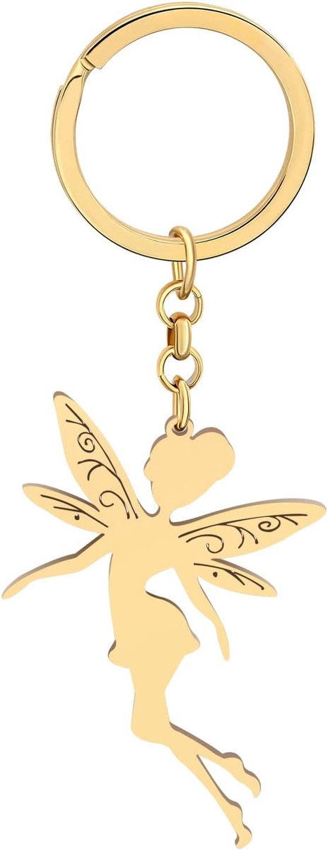 Leuke Fairy Sleutelhanger Mode Geschenken Voor Vrouwen Meisjes Portemonnee Sleutelhanger Vlinder Fairy Vleugels Sieraden, 18k verguld a, M