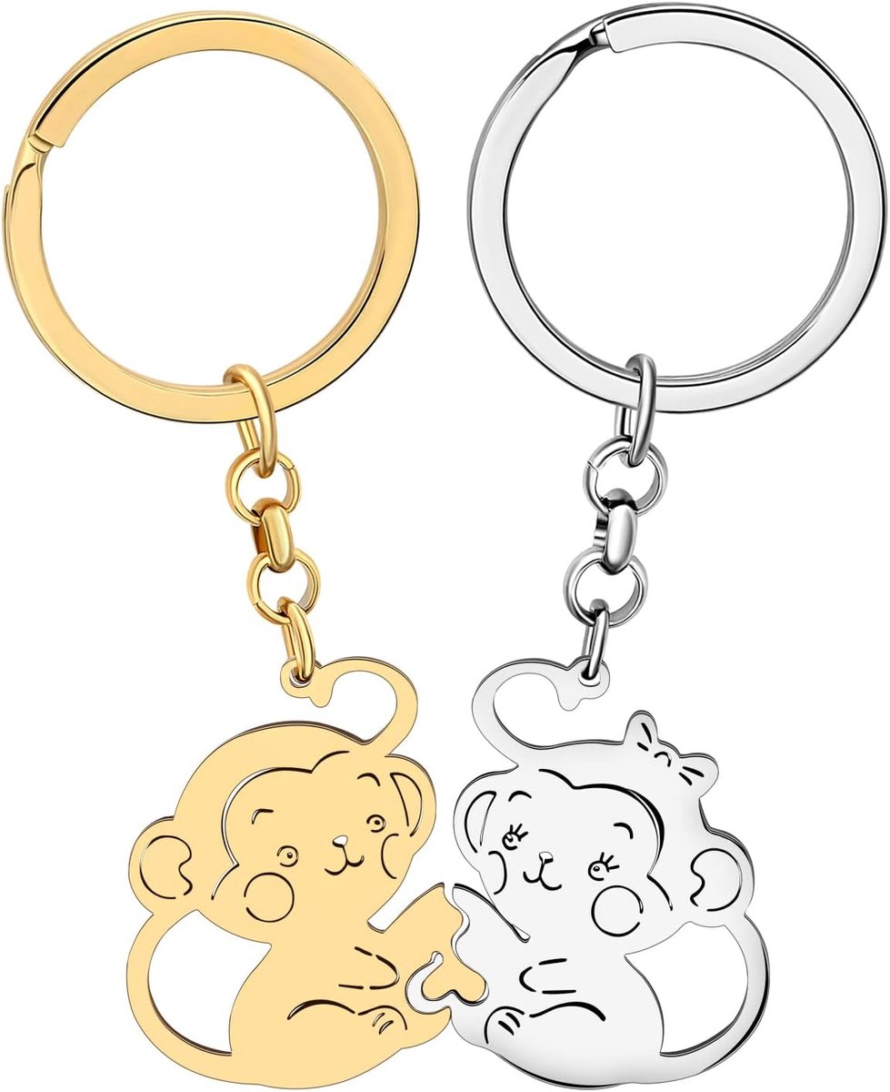 Koppels Bijpassende Aap Sleutelhanger Mode Dieren Sieraden Valentines Geschenken Voor Vrouwen Meisjes Tas Sleutelhanger