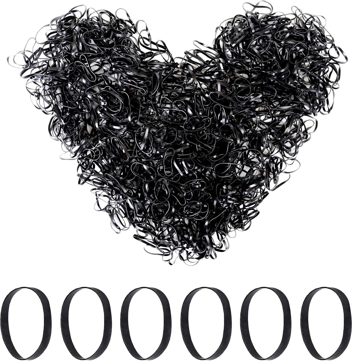 1000 stuks mini-elastiekjes, zwart, zachte elastische banden, natuurlijke elastiekjes voor kinderhaar, vlechthaar, bruiloftskapsel, pennen, krab, katapulten, rekeningen, bankpapier,