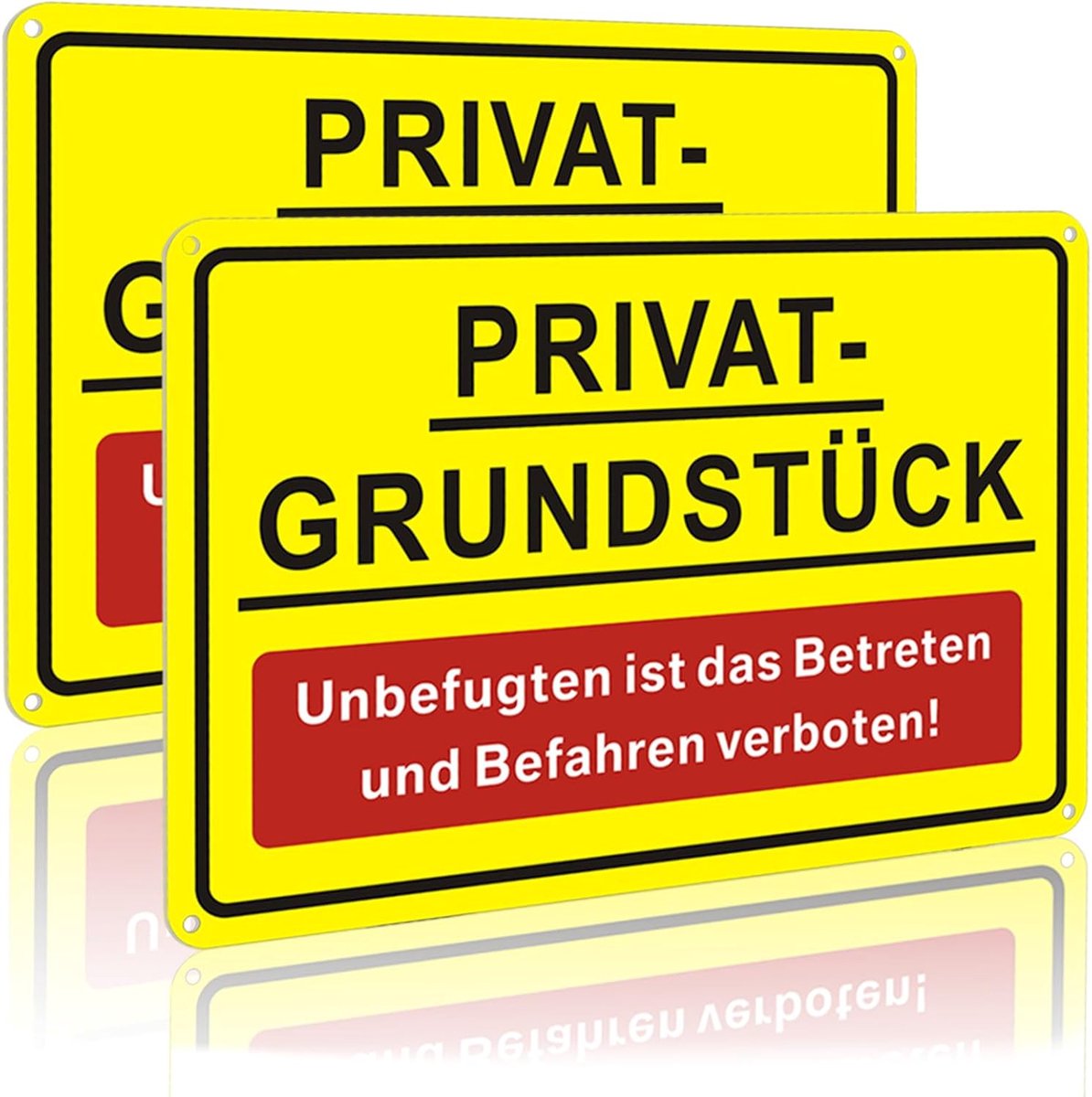Privé Grondstuk Borden Metaal Aluminium -20 x 30cm Onbevoegd is het betreden en rijden verboden bord, waterdichte UV-bescherming (2 stuks)