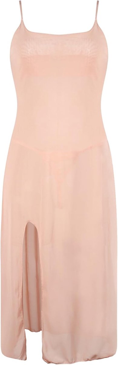 Sexy Lange Spaghettibandjes Maxi-jurk - Elegante Transparante Mesh Zomerjurk Met Slit Off-shoulder, Chinese Huidskleur, Eén Maat
