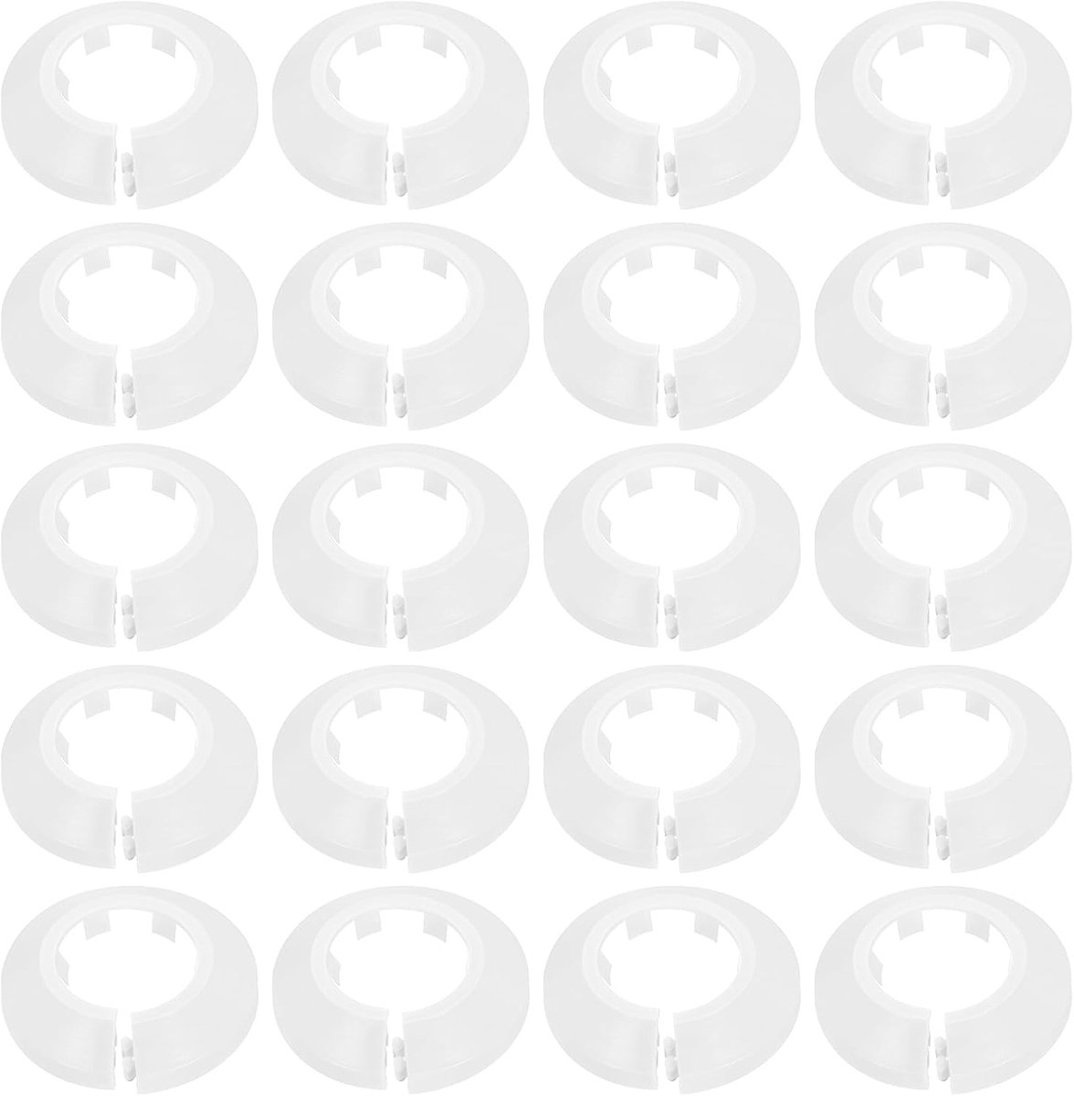 20 stuks decoratieve slangafdekkingen met kraag, 32 mm, van kunststof, om de wandgaten onder de gootsteen te bedekken, voor badkamer, keuken, toilet, wit