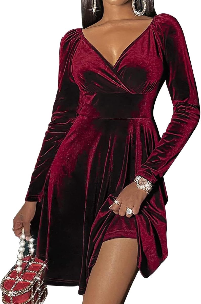 Avondjurk voor dames, lange mouwen, cocktailjurk, ronde hals, bodycon, feestelijke partyjurk, knielange winterjurk