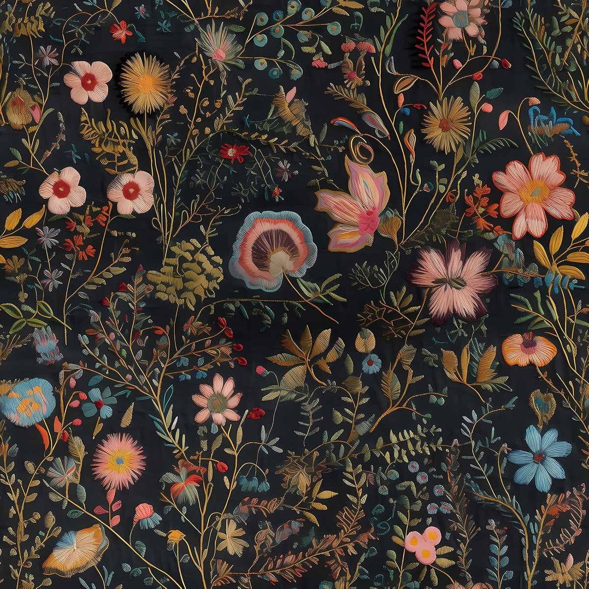 Behang Bloemen Zwart Vinyl Wrap voor Meubelkasten Donker Borduurwerk Stijl Vintage Bloemen Kleverige Rug Plastic Waterdichte Woonkamer Slaapkamer Behang Bloemen 44,5 cm × 3 M