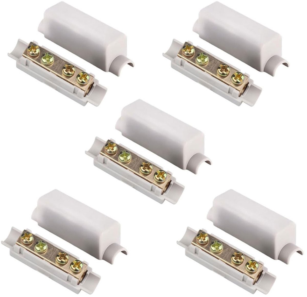 5 stuks messing geleiderdraadklemmen, ABS-behuizing, stootdraad-klemblok, 1000 V, 100 A, geschikt voor 2,5 tot 16 mm² draad voor plafondlampen, schakelaar ampèremeter