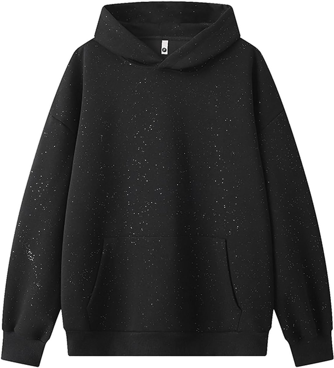 Glitter Hooded Sweatshirt Unisex Sparkle Pullover Hoodies Mens Club Party Wear