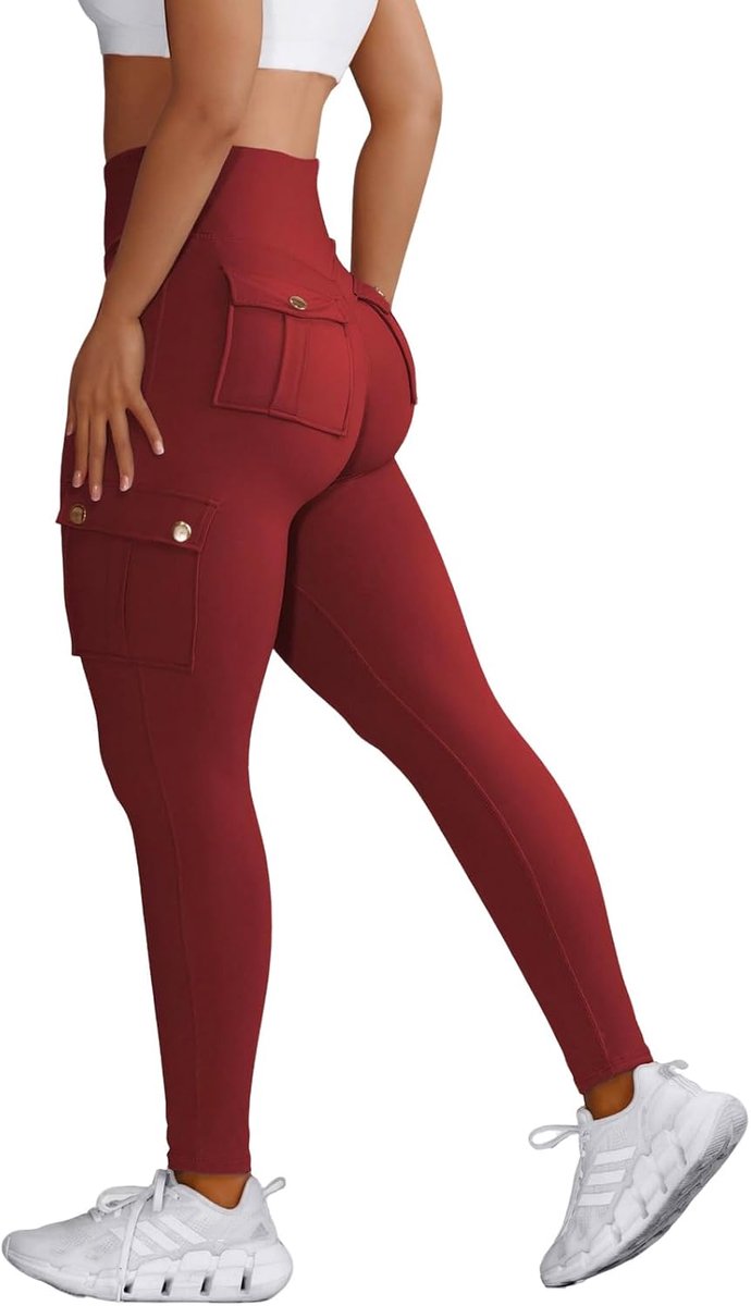 Sportlegging voor dames, hoge taille, zakken, elastisch, joggen, hardlopen, gym, fitness, yoga, vrijetijdsbroek