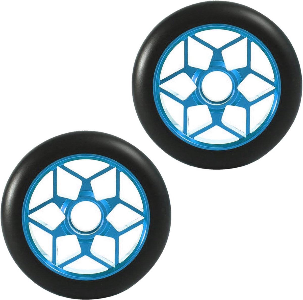 2 stuks scooterwielen met ABEC-9-kogellagers, 110 mm, reservewielen voor scooters, voor de meeste scooters, blauw
