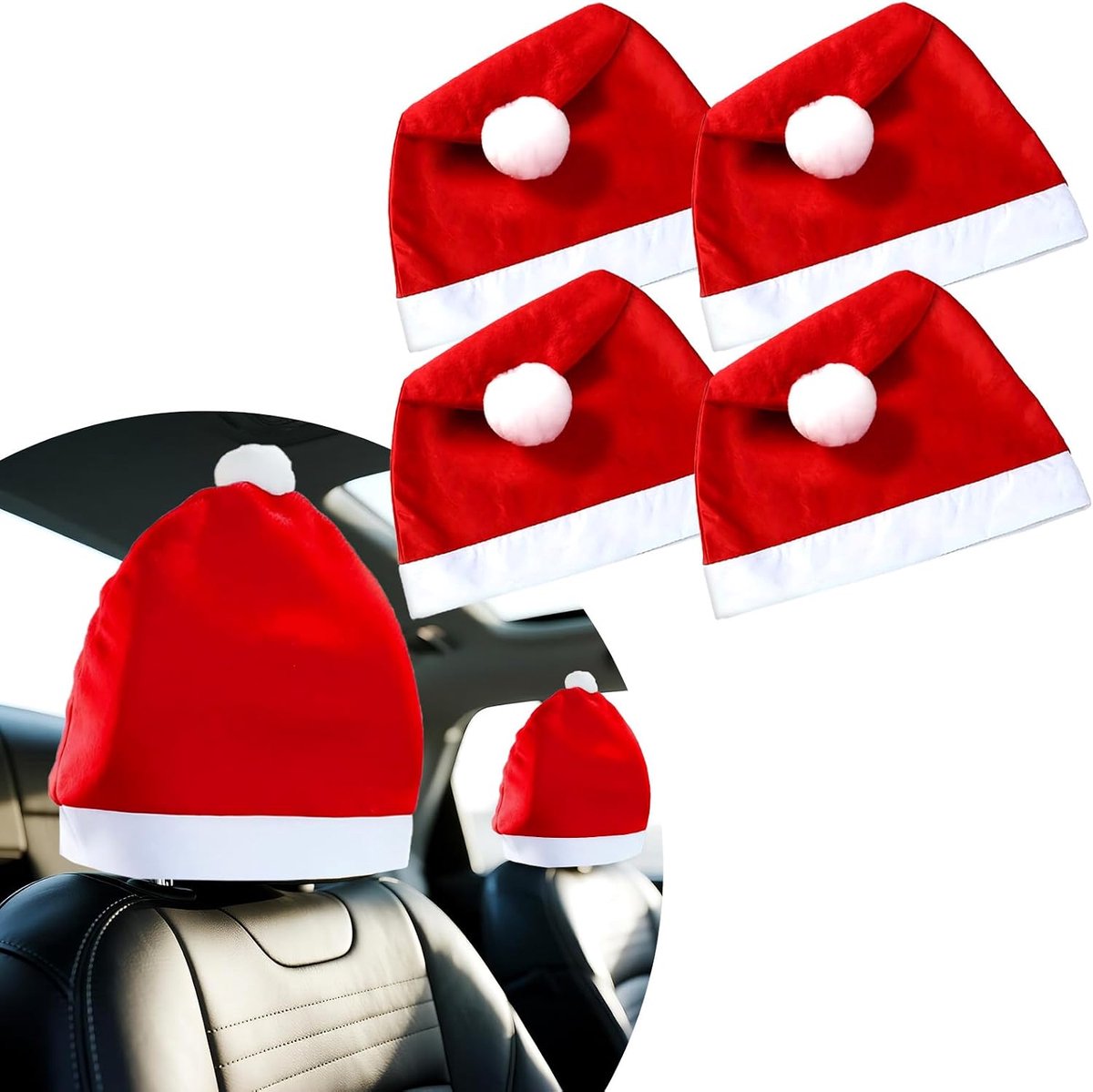 Autodecoratie voor Kerstmis, 8-delige set kerstdecoratie voor de auto met licht uiterlijk, comfortabel materiaal en universele pasvorm, praktisch, duurzaam en eenvoudig te monteren, ideaal