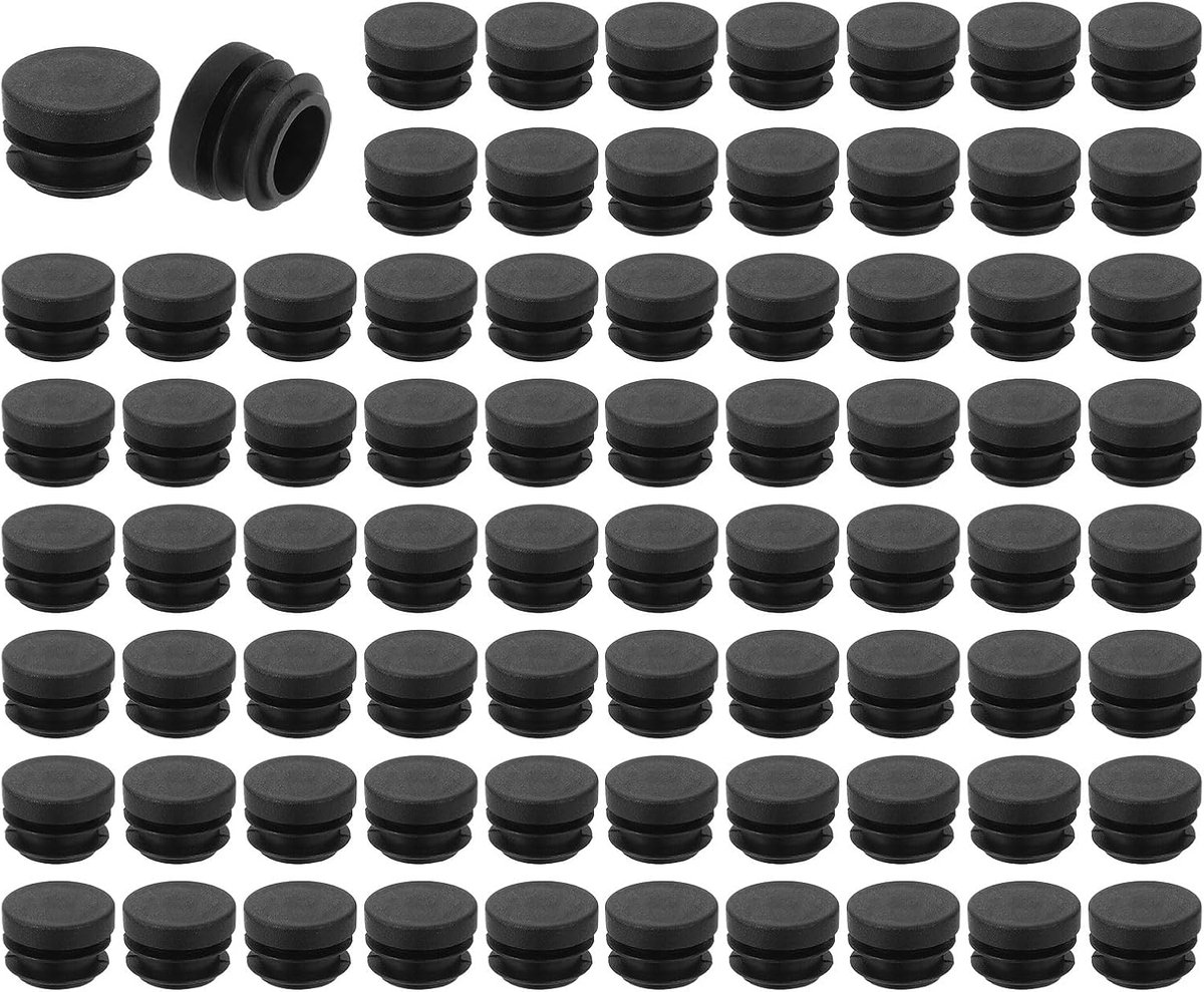 76 ronde eindkappen van kunststof, 21 mm voor meubelpoten, bescherming voor stoelen, banken, tafels en planken, zwart
