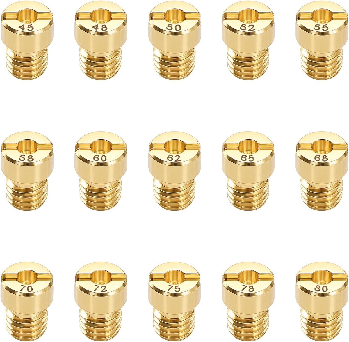 15 Stuks M5 45-80 Carburateur Hoofdstraal, Carb Hoofdsproeier, Carburateursproeiers, voor Scooter, Motorfiets, Switch Moped
