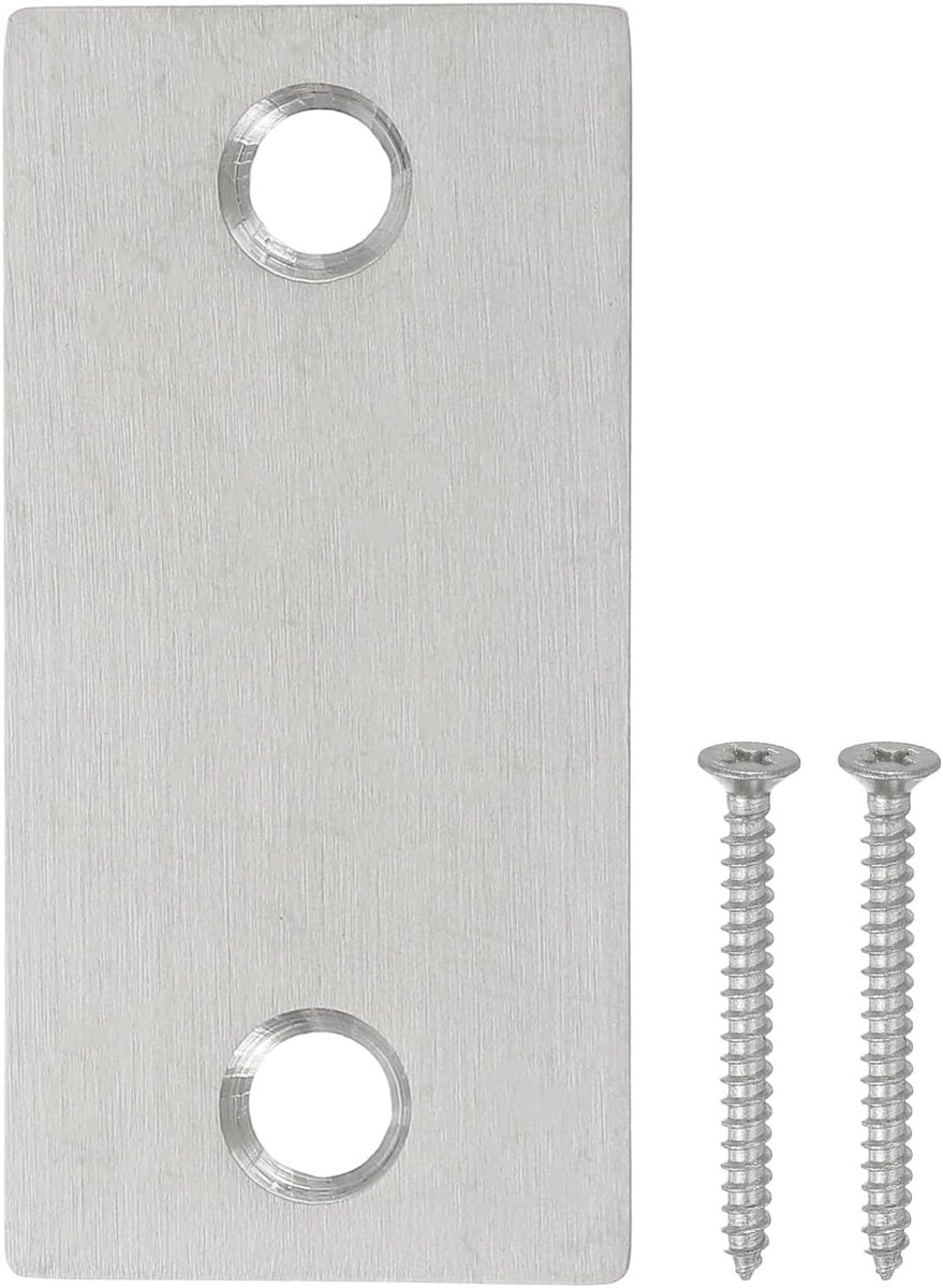 1.1 "x 2.25" Deadbolt Strike Plate, 1 Set Verstelbare Deur Strike Plate met Schroeven Roestvrij Staal voor Elektronische Sloten Thuis en Verhuur Beveiliging Strike Plaat, Zilver