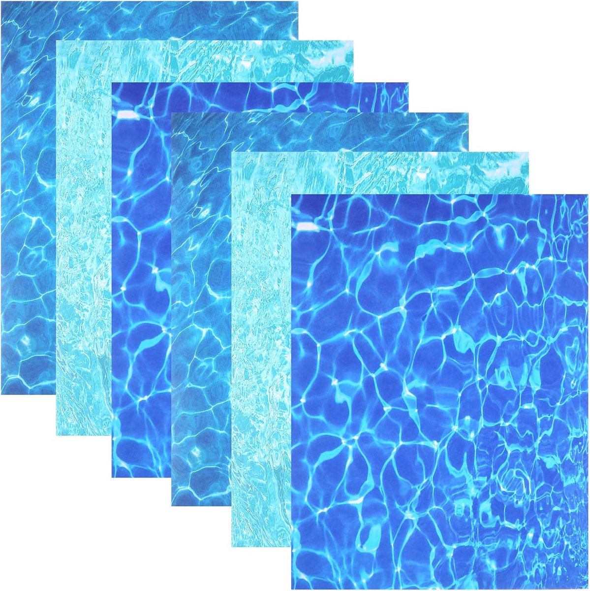 6 vellen kunstwatergolven stickers, doe-het-zelf stickers met watertextuur | Zelfklevende watergolfstickers, modelbouw, waterglijfolie, watergolfpapier voor microlandschappen, watermodellen