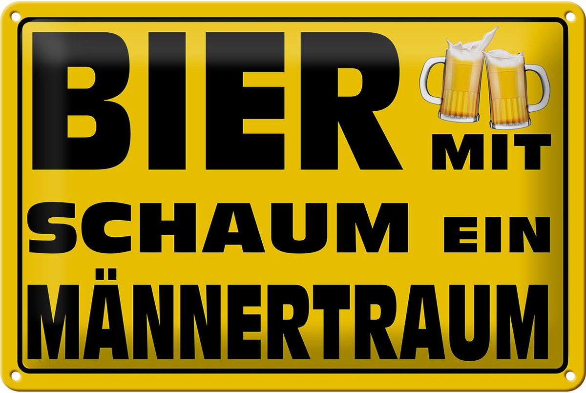 Blechschild Spruch 30x20cm Bier mit Schaum ein Männertraum
