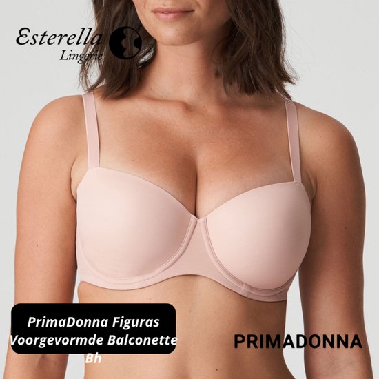 Model draagt nude balconette bh met gladde, voorgevormde cups. "PrimaDonna Figuras Voorgevormde Balconette Bh"