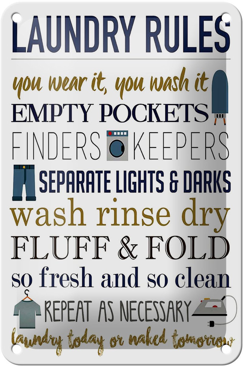 Blechschild Spruch 12x18 cm Landry rules Deko Schild