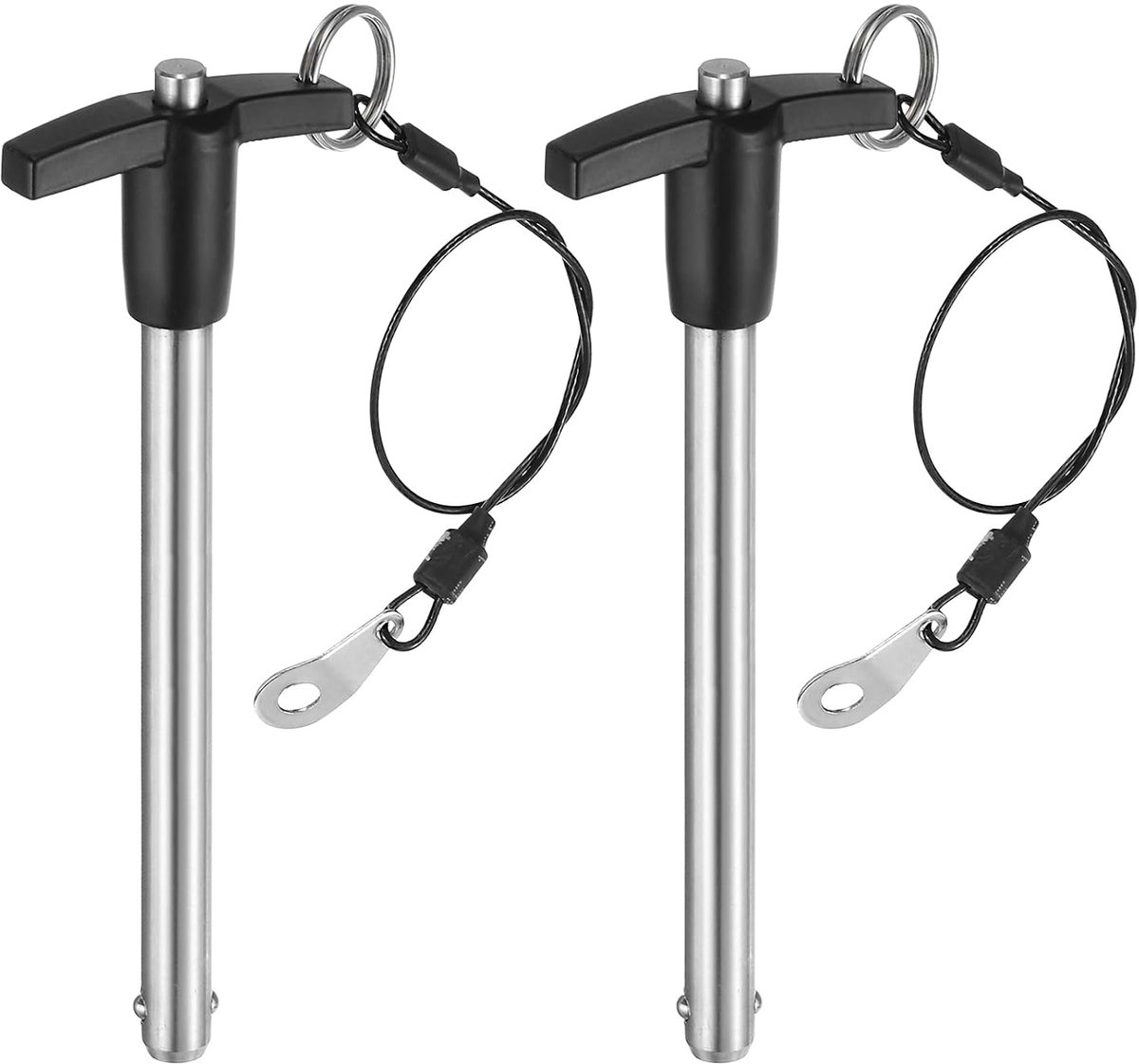 2 stuks T-greep vergrendelingspen, 10 mm x 100 mm, nuttige lengte van roestvrij staal, snelontgrendelingspin met drukknop