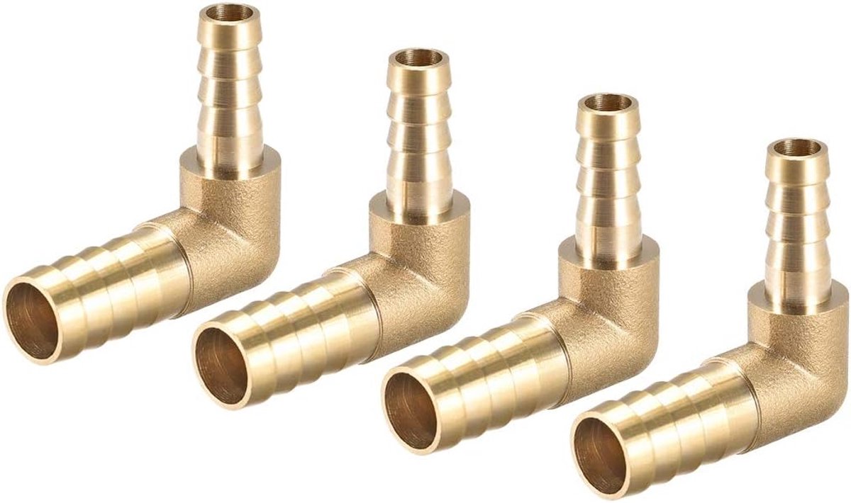 sourcing map 4 stuks slangaansluiting 12 mm tot 8 mm weerhaken buisverbinders slangadapter 90 hoeken van messing