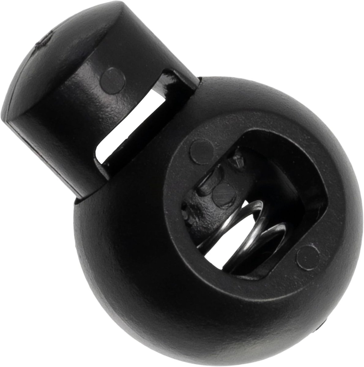 Lot van 12 Ronde Koordstopper 18mm - Koordstopper 1 Gat met Veer - Vetersluiting voor Creatieve Hobby's - Kleur Zwart - Koordstopper Plastic Anorak/Kleding