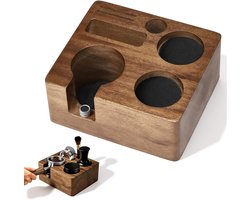 Italiaanse koffieaccessoireset, 54 mm, 8-in-1 houten tamperbasis, in hoogte verstelbaar, antislipvoet.