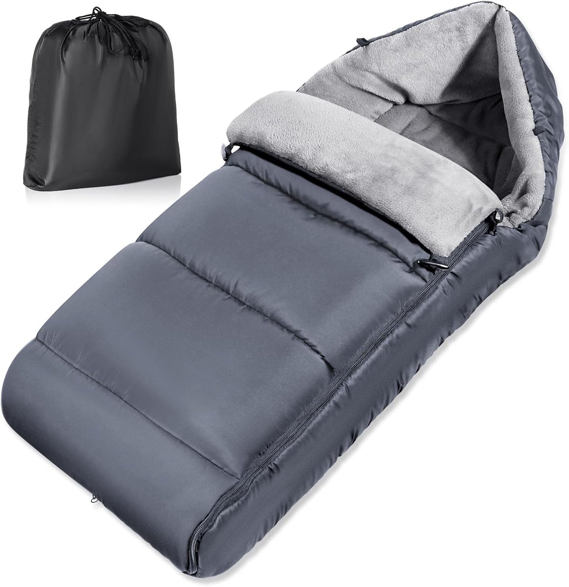 Voetenzak voor Kinderwagen, Waterdichte Kinderwagen Voetenzak met Aanpasbare Rits, Winter Voeten voor Buggy, Gemakkelijk Toegankelijk, Afneembaar, Warm Kationisch Weefsel, Grijs