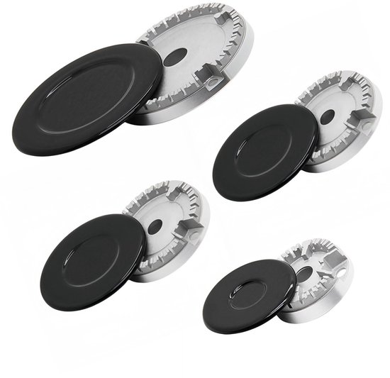 Set gasbranderdoppen - 8-delige set - Geschikt voor gasfornuizen en gaskookplaten - Vervangingsset gasbranderdoppen - Kookplaataccessoires - Aluminiumlegering - Set van 4 — afbeelding 4