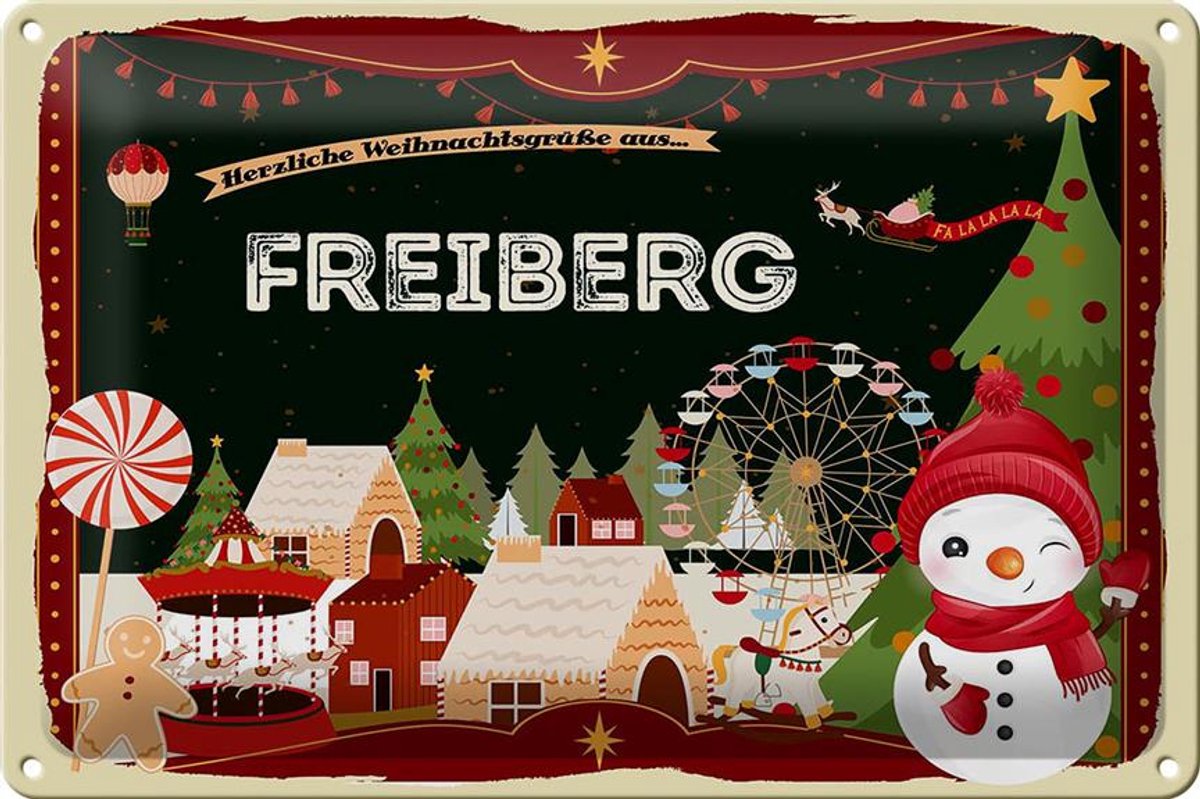 Blechschild Weihnachten Grüße FREIBERG 30x20cm