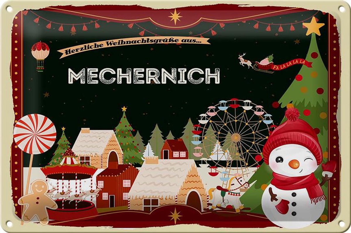 Blechschild Weihnachten Grüße MECHERNICH 30x20cm