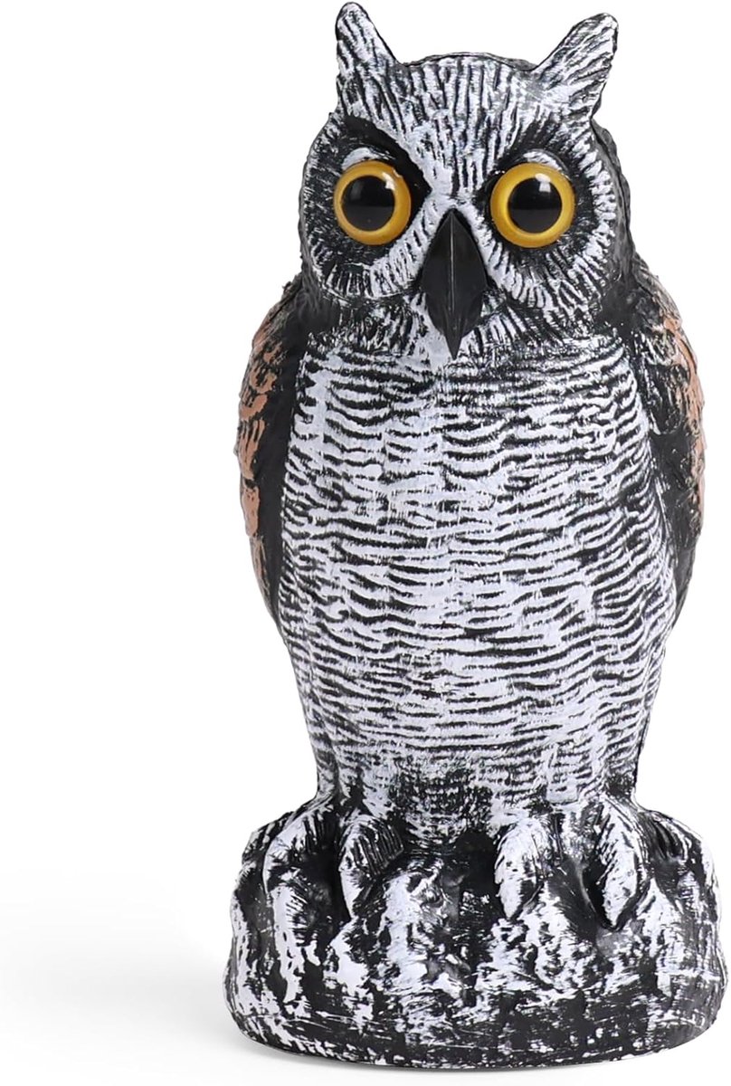 Uil Vogelafschrikker Middelgrote Maat - Duivenverjager - Punte Oren - Effectieve bescherming voor tuin en boomgaard - SnelShoppen
