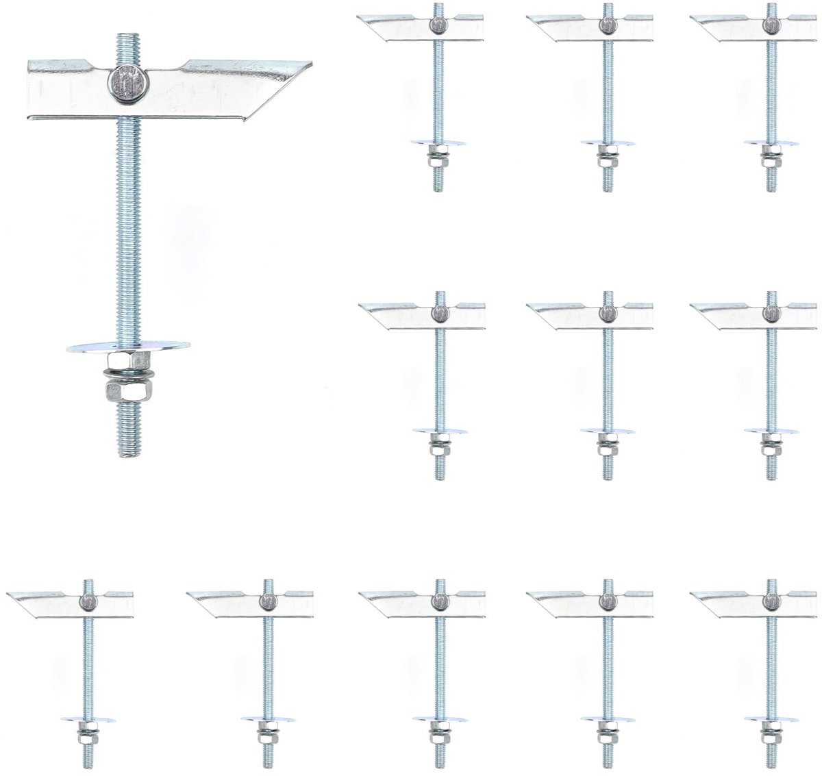 Tuimelpluggen voor zware belasting van verzinkt koolstofstaal, 12 stuks kantelpluggen M6 x 100 mm, pluggen gipsplaat, gipsplaten pluggen voor het ophangen van zware voorwerpen aan gipsplaten en