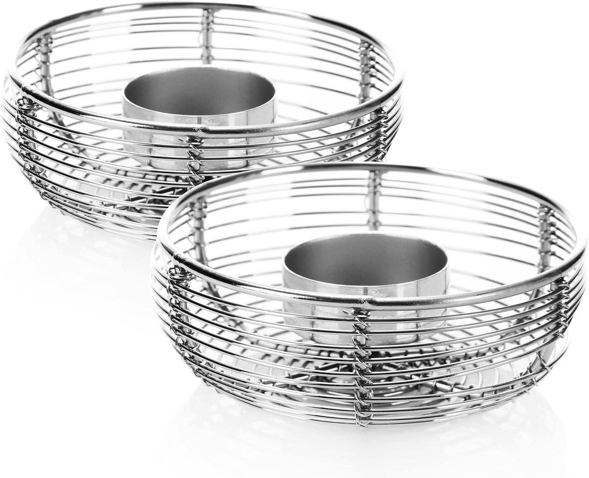 SnelShoppen - 2 x Metalen Theelichthouder, Decoratieve Theelichthouder | Kandelaar voor een Gezellige Sfeer - Tafeldecoratie voor Woonkamer, Feestdage
