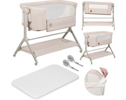 Lionelo Leonie Plus - Co-Sleeper 3 in 1 Wieg en Babybed – Kinderbed tot 9 kg – Hoogteverstelling in 6 Niveaus – Schommelfunctie – T25 Matras – Opbergmand – Wielen – Afneembare Hoezen