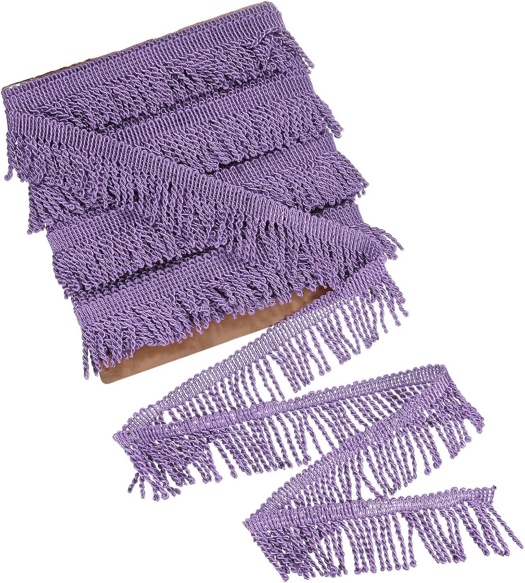 METERXITY 10 meter gordijn franjes franjes rand, 5,6 cm breed polyester franje boho kant naaien franje trimmen kwastje franje trim voor tassen/doe-het-zelf decoratie/rok/bank/kleding [lichtpaars]