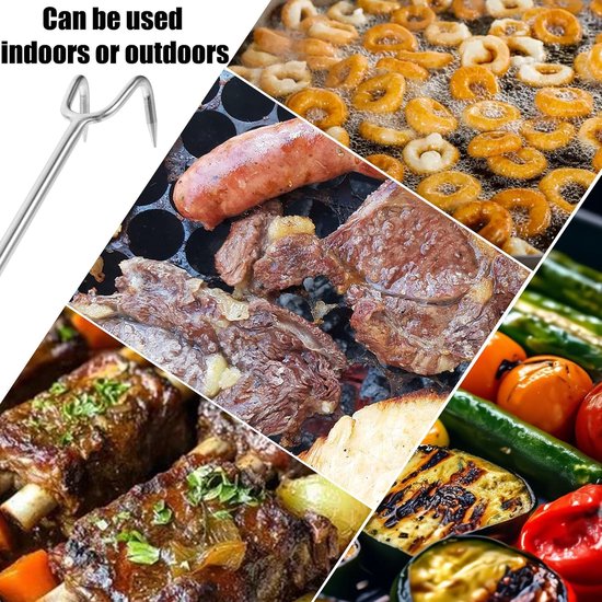 haak BBQ omkeerhaak vleeshaak flipper roestvrij staal grill haak vleesflipper grillspatel haak gemakkelijk te reinigen vleesspatel haak 40 cm voor grillen barbecuedraaien (A) — afbeelding 2