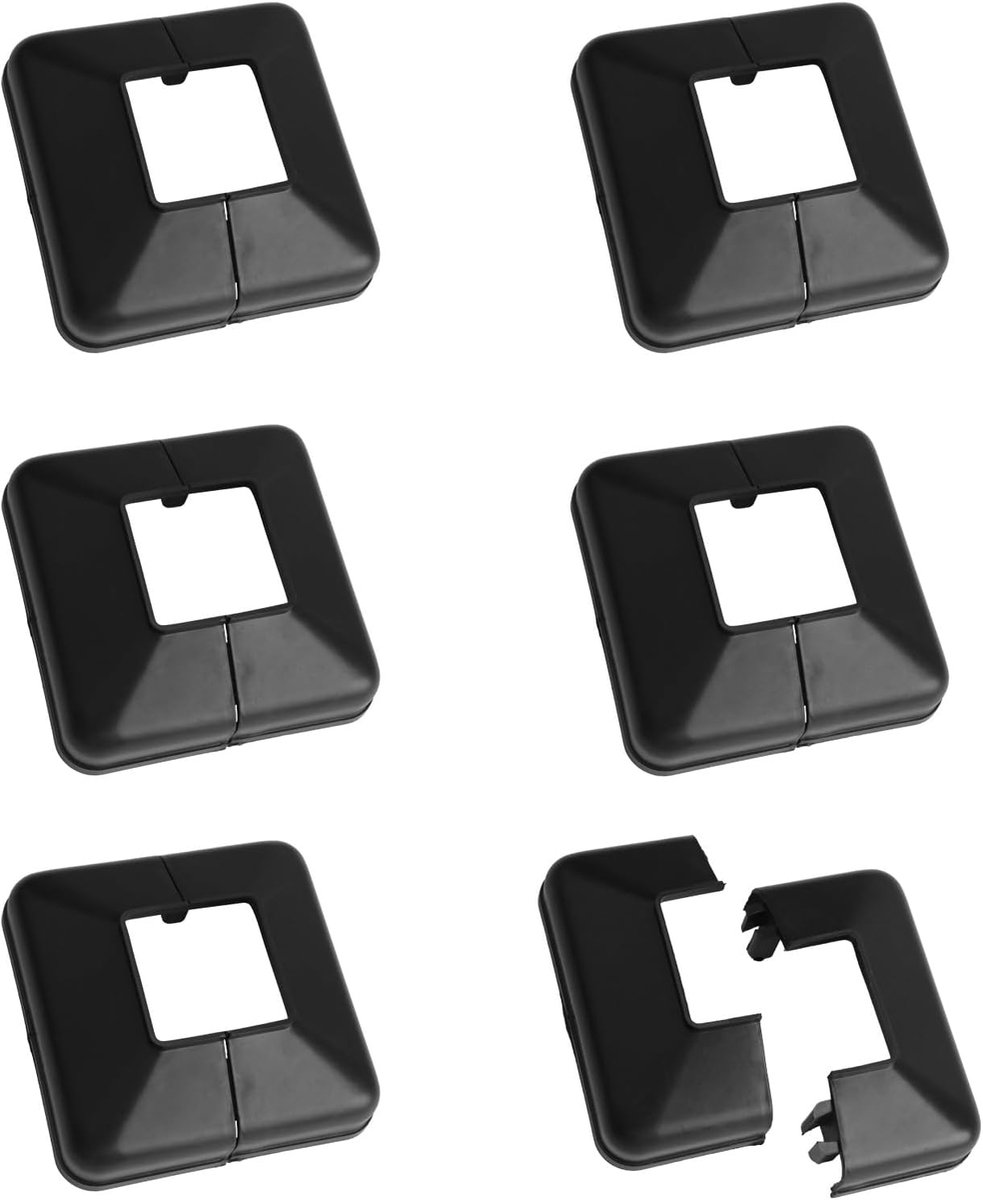 6 stuks 30x30mm kunststof Paalbasisafdekking Decoratieve Split Paalrok Afdekking Vierkante Gereedschapsbasisafdekking voor Trapleuning Hek (Zwart)