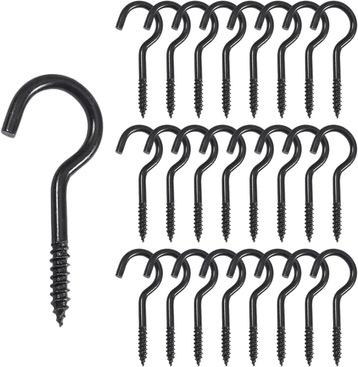 Haken, roestvrij staal, plafondhaken, haken om te schroeven, koolstofstaal, voor hangende planten, theekopjes, sleutels (40 mm - 25 stuks)
