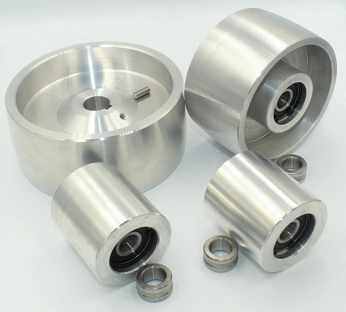 (AL5-tracking 4-schacht 19) CNC gefreesde riemschuurmachine set voor messenslijper 130 mm aandrijf-19 mm schacht 100 mm spoor 50 mm Idler
