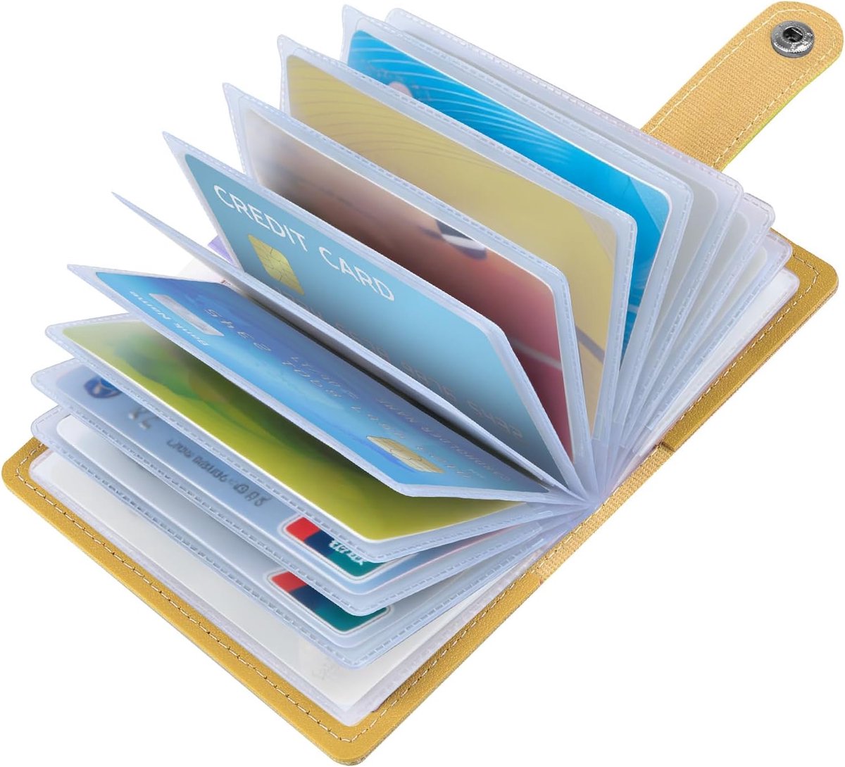 Creditcardhouder voor Mannen en Vrouwen, Dunne RFID-blokkerende | Betaalpas Portemonnee Zacht PU Leer ID Bankpas Etui met 26 Verdikking Kaartsleuven Reizen Zakenkaarthouder (Geel)