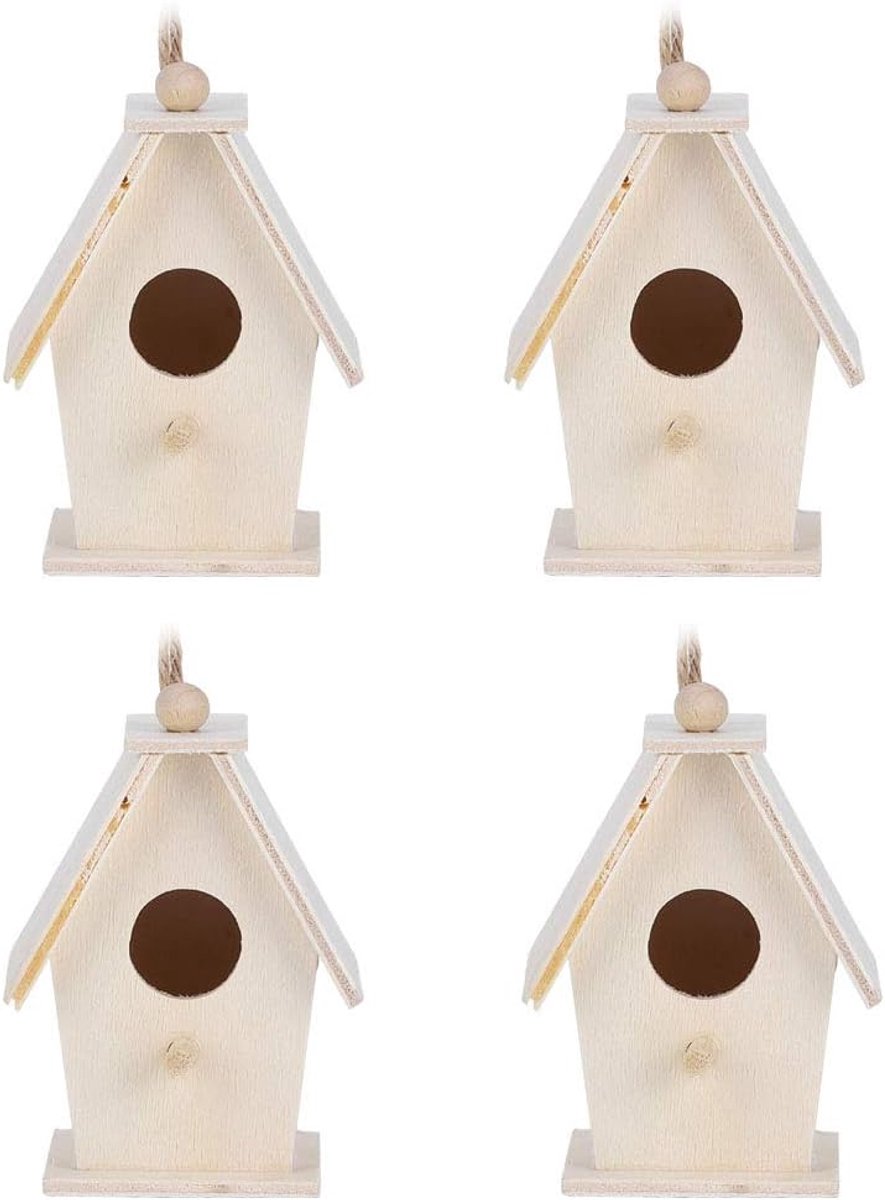 4-delig Hangend Type Innovatieve Houten Vogelnestenkooi, Geschikt voor Tuinterrasdecoratie