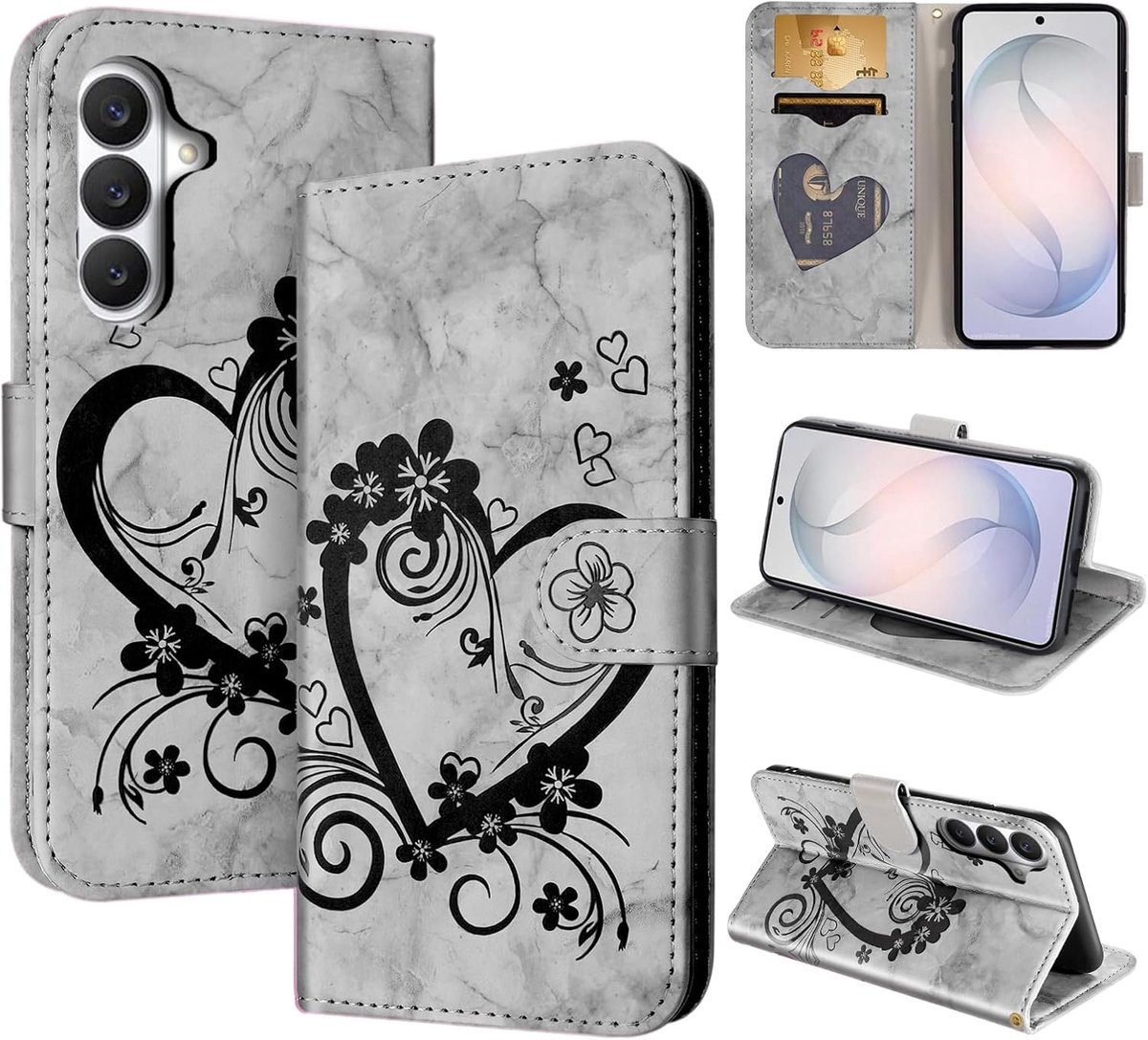 Telefoonhoesje voor Samsung Galaxy S26, PU-leren portemonnee, kaartenvak, flipcase, beschermhoes, klaphoes voor Samsung S26, zwart