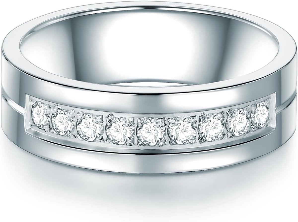 Dames Ring roestvrij staal Zirkonia wit briljantgeslepen - Zirkonia memo Ring Verlovingsring Zirkonia briljantgeslepen roestvrij staal